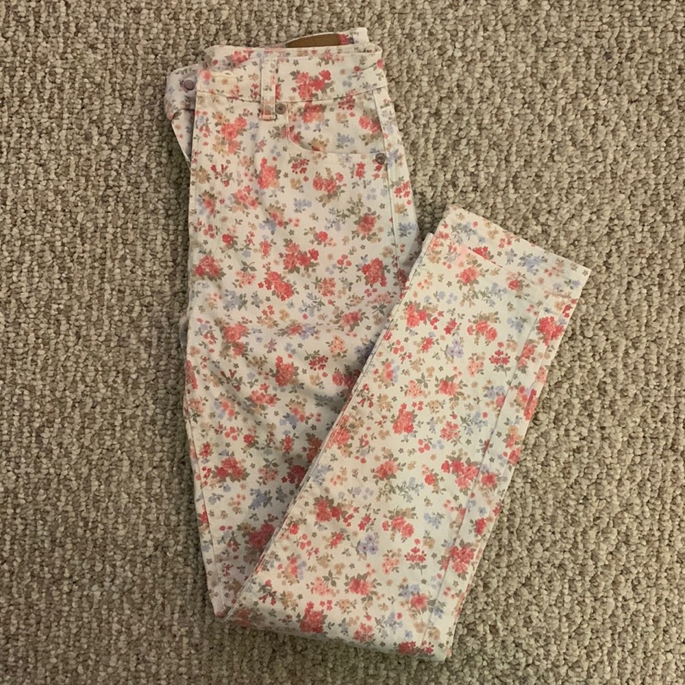 Floral Printed Straight Leg Jeans
